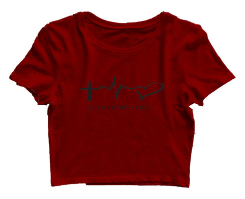 Faith. Hope. Love ECG Christianity Womens Crop Tops